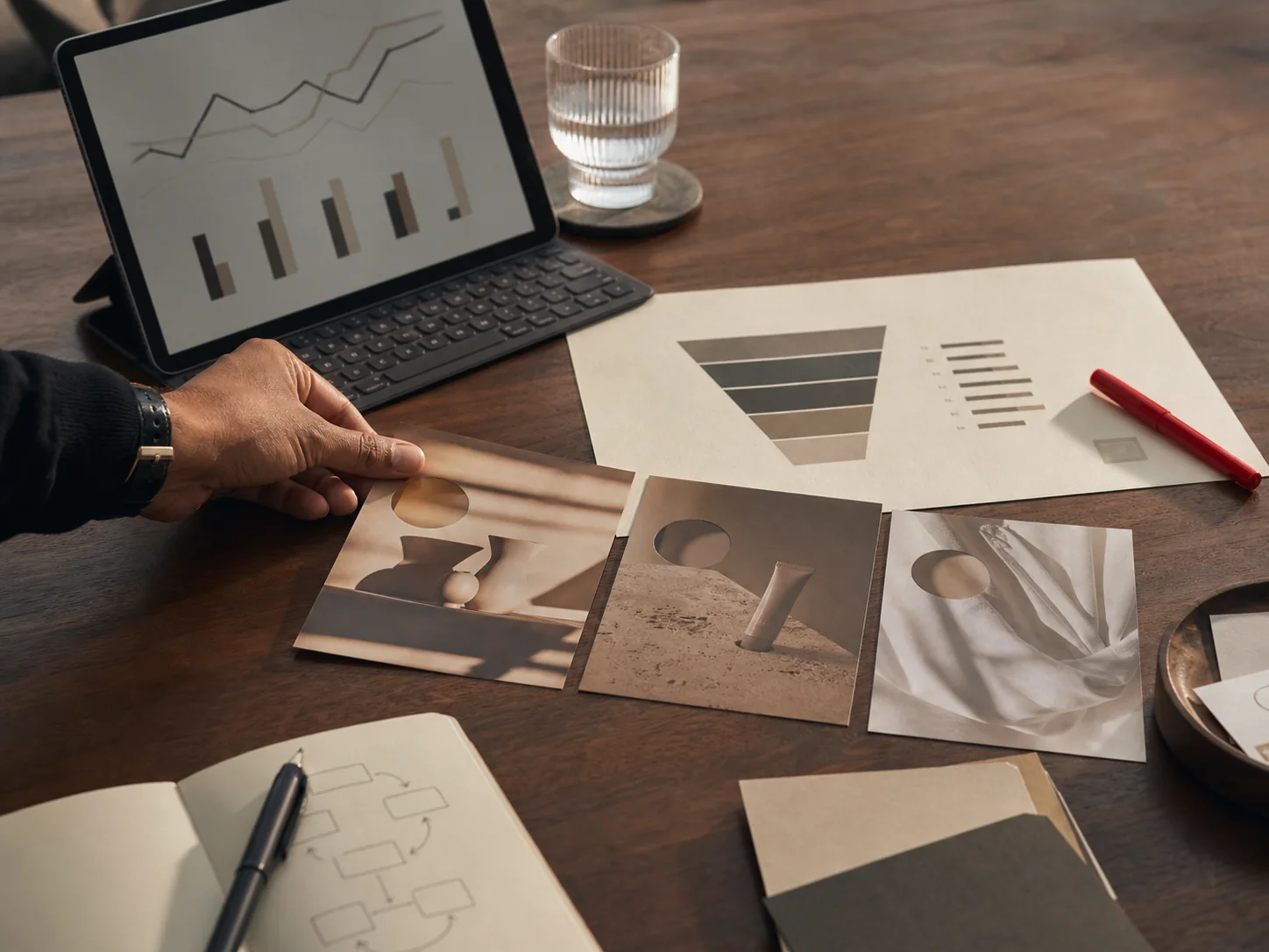 Marketer comparing creative tests beside a measurement framework
